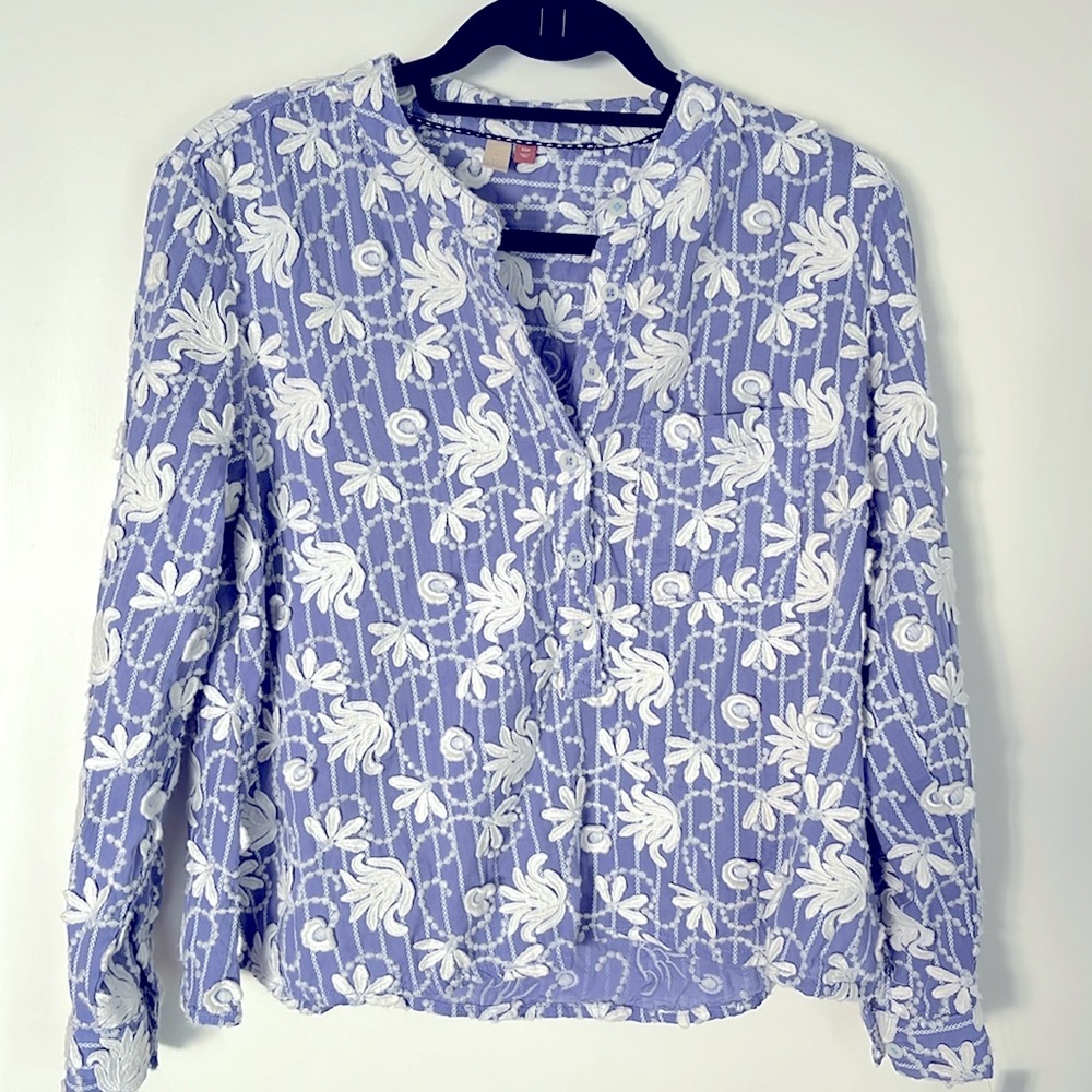 Anthropologie Pilcro Whitney Embroidered Appliqué blouse